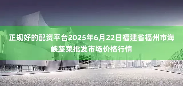 正规好的配资平台2025年6月22日福建省福州市海峡蔬菜批发市场价格行情